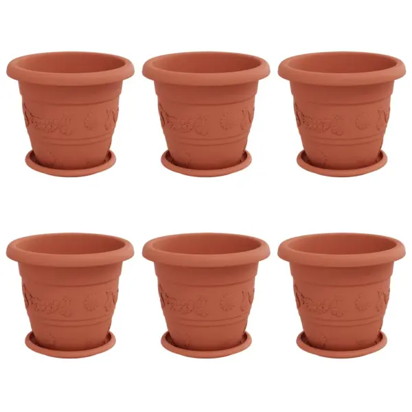 Plastikust taimepotid drenaažiavadega, kohviroosa, 6 tk, Ø 26 x 21,5 cm – 2