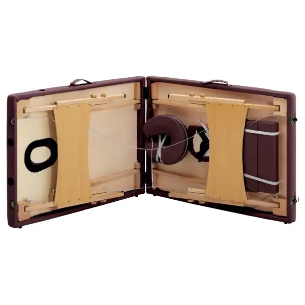 Kokkupandav 2-tsooniga massaažilaud veinililla kunstnahaga, puidust raam, reguleeritava kõrgusega, 191 x 70 cm – 6