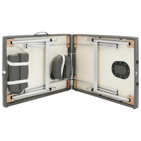 Kokkupandav massaažilaud 2 tsooniga, alumiiniumraamiga, antratsiithall, 186 x 68 cm – 8