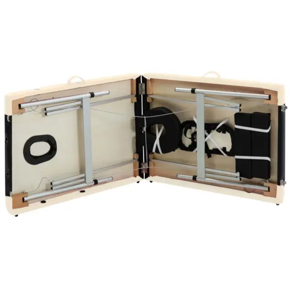 2-tsooniline kokkupandav massaažilaud alumiiniumraamiga, must ja beež, 191 x 70 cm – 6