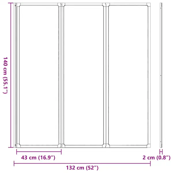 3-paneeliline kokkupandav vannisein, valge, 141 x 132 cm – 13