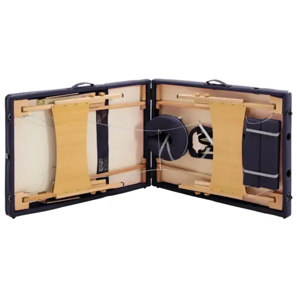 Kokkupandav 3-tsooniline massaažilaud kandekotiga, lilla, pöögipuidust raam, 191 x 70 cm – 6