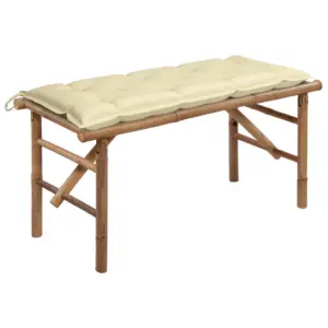 Kokkupandav bambusest aiapink istmepadja ja kreemja veekindla kattega, 118 cm