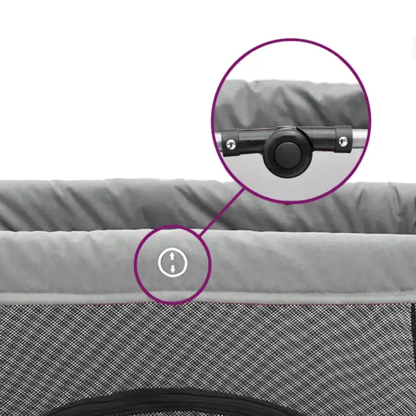 Kokkupandav beebi mänguaedik ja reisivoodi madratsiga, helehall, linane kangas, 110 x 82 x 67 cm – 7