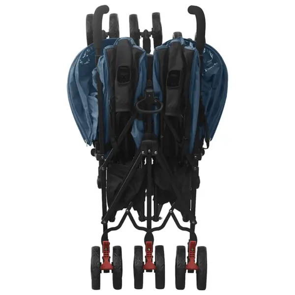 Kokkupandav kaksikute jalutuskäru, tumesinine, terasraam, 12 rattaga – 8