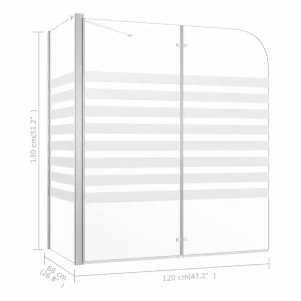 Kokkupandav vanniümbris karastatud triibulise klaasiga, hõbedane, 120 x 68 x 130 cm – 12