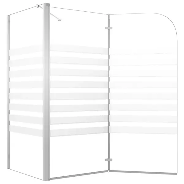 Kokkupandav vanniümbris karastatud triibulise klaasiga, hõbedane, 120 x 68 x 130 cm – 7