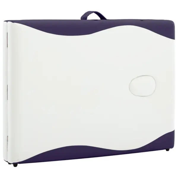 Kokkupandav kaheosaline massaažilaud puidust raamiga, valge ja lilla, 191 x 70 cm – 7