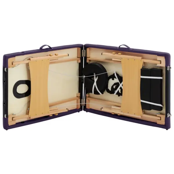 Kokkupandav kaheosaline massaažilaud puidust raamiga, must, 191 x 70 cm – 6