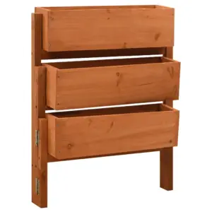 Kokkupandav nulupuidust taimekast 3 tasapinnaga, oranž, 60 x 14 x 75 cm