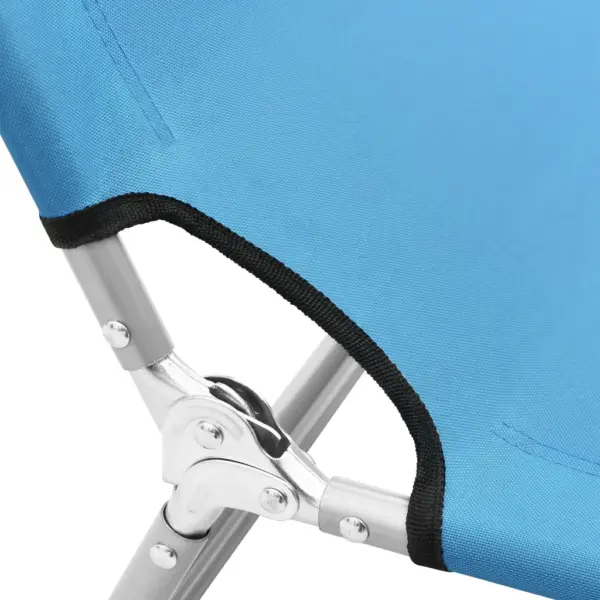 Kokkupandav lamamistool reguleeritava seljatoega, türkiissinine kangas, pulbervärvitud terasraam, 189 x 58 x 27 cm – 6