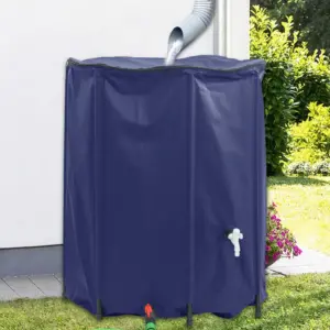 Kokkupandav vihmaveetünn kraaniga, 1250 l, sinine PVC, 120 x 110 cm