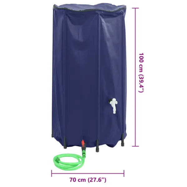 Kokkupandav vihmaveetünn kraaniga, 380 l, sinine PVC, 70 x 100 cm – 10