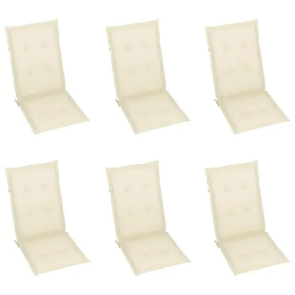 Reguleeritavad kokkupandavad aiatoolid patjadega, 6 tk, õliviimistlusega akaatsiapuit, kreemjasvalged padjad – 6