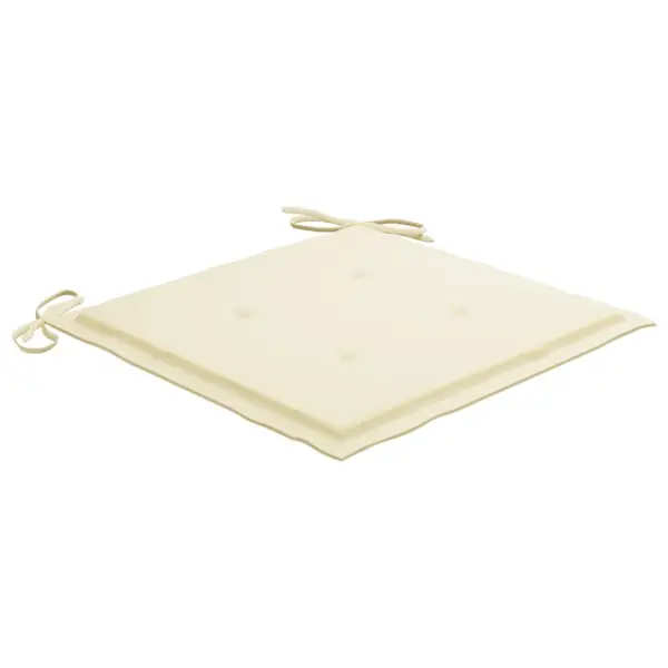 Kokkupandavad akaatsiapuidust aiatoolid patjadega, 6 tk, kreemjasvalge – 10