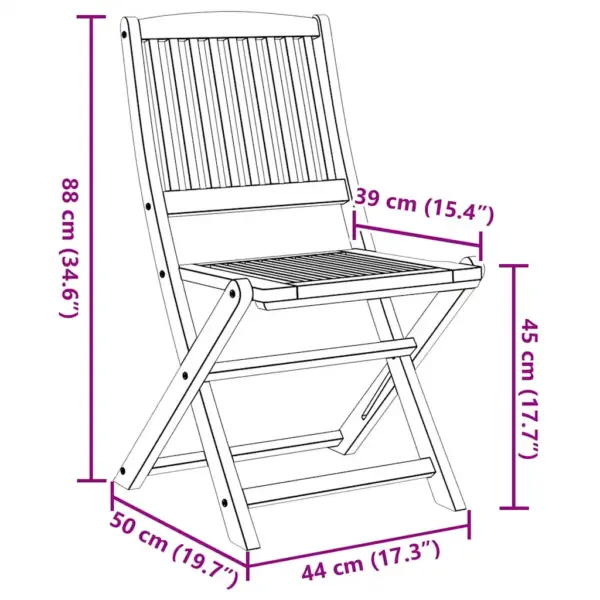 Kokkupandavad akaatsiapuidust aiatoolid, 6 tk, pruun, 44 x 50 x 88 cm – 7
