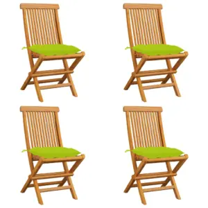 Kokkupandavad tiigipuust aiatoolid erkroheliste istmepatjadega, 4 tk, 47 x 60 x 89 cm