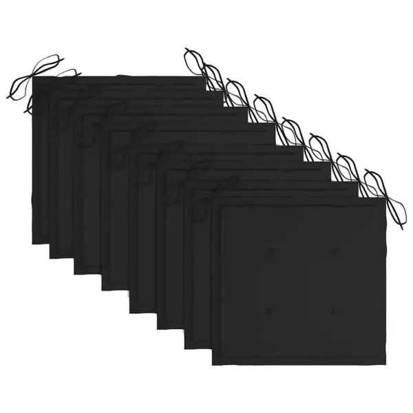 Kokkupandavad tiigipuust aiatoolid mustade patjadega, 8 tk – 7