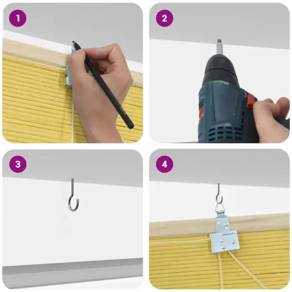 Bambusest kollane rulookardin 140 x 160 cm – 11