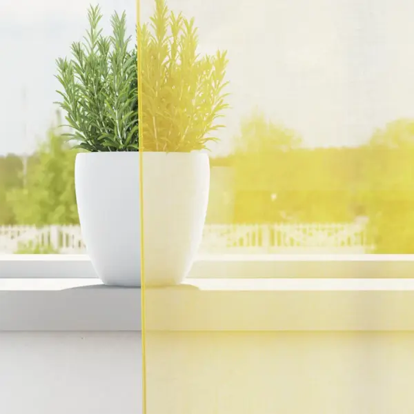 Poolläbipaistev voile kardinapaar rõngastega, kollane, 2 tk, 140 x 140 cm – 3