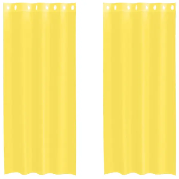 Poolläbipaistvad voile-kardinad rõngastihendiga, 2 tk, kollane, 140 x 245 cm – 2