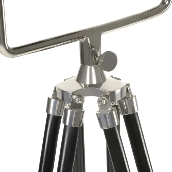 Retro kolme jalaga põrandalamp reguleeritava kõrgusega, must mangopuit ja hõbedane metall, 117–171 cm – 10