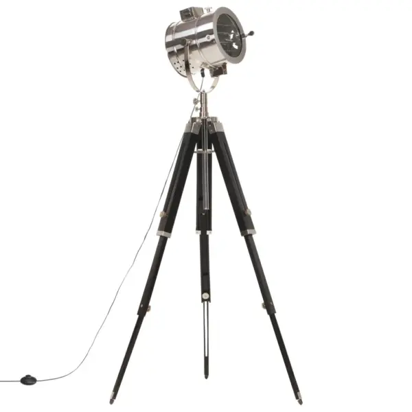 Kolmjalgne põrandalamp reguleeritava kõrgusega, mangopuit, must/hõbedane, 95–165 cm – 2