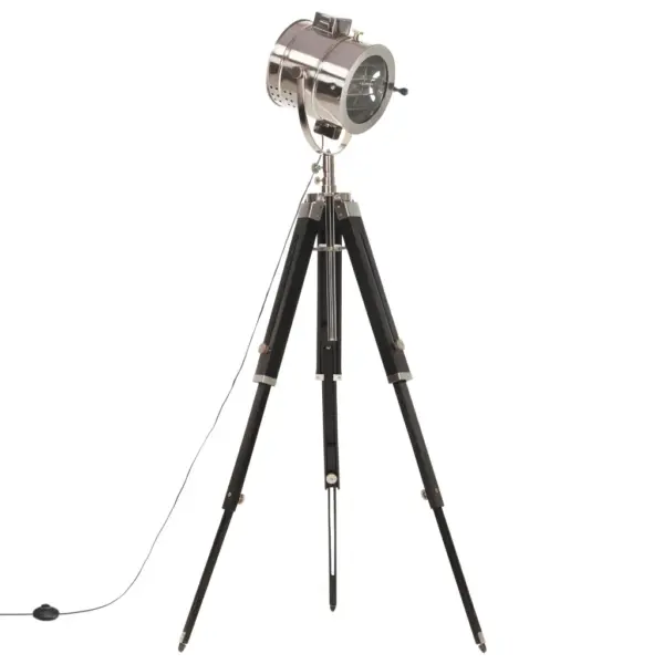 Kolmjalgne põrandalamp reguleeritava kõrgusega, mangopuit, must/hõbedane, 95–165 cm – 3