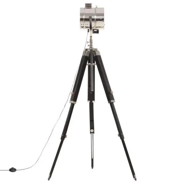 Kolmjalgne põrandalamp reguleeritava kõrgusega, mangopuit, must/hõbedane, 95–165 cm – 5