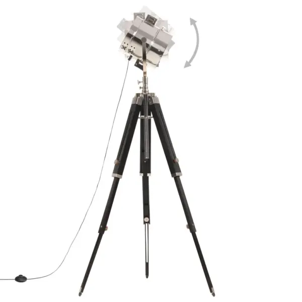 Kolmjalgne põrandalamp reguleeritava kõrgusega, mangopuit, must/hõbedane, 95–165 cm – 6