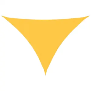 Kolmnurkne veekindel päikesepuri UV-kaitsega, kollane, PU-kattega oxford-kangas, 5 x 7 x 7 m