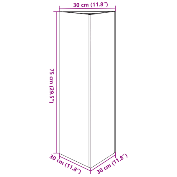 Kolmnurkne aia taimekast põhjaga, must teras, 30 x 26 x 75 cm – 10