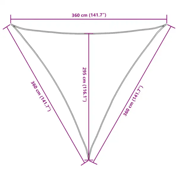Veekindel kolmnurkne päikesepuri, 3,6 x 3,6 x 3,6 m, kollane, PU-kattega oxford-kangas – 10