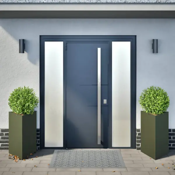 Kolmnurkse disainiga terasest aiataimekastid põhjaga, 2 tk, oliiviroheline, 50 x 43 x 75 cm – 3