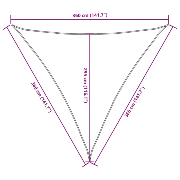 Veekindel UV-kaitsega kolmnurkne päikesepuri 3,6 x 3,6 x 3,6 m, valge – 10