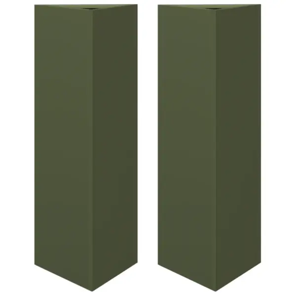 Kolmnurksed aia taimekastid põhjaga, 2 tk, oliiviroheline teras, 30 x 26 x 75 cm – 2