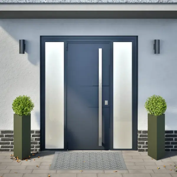 Kolmnurksed aia taimekastid põhjaga, 2 tk, oliiviroheline teras, 30 x 26 x 75 cm – 3