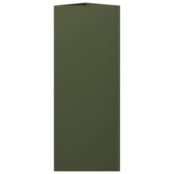 Kolmnurksed aia taimekastid põhjaga, 2 tk, oliiviroheline teras, 30 x 26 x 75 cm – 7