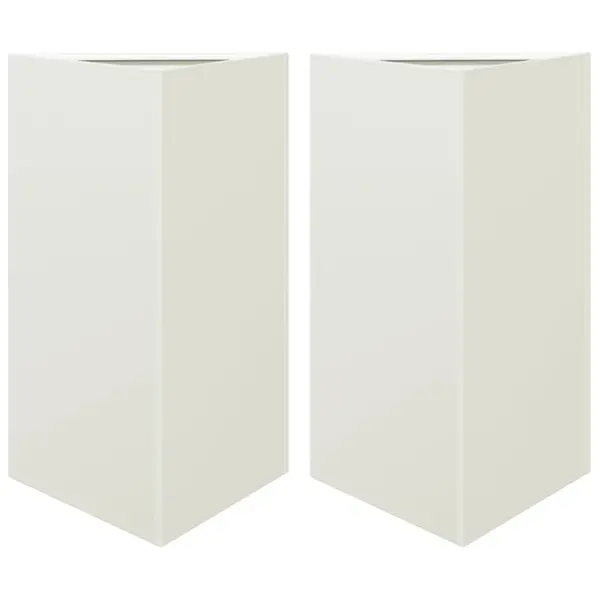 Kolmnurksed aia taimekastid põhjaga, 2 tk, valge teras, 50 x 43 x 75 cm – 2