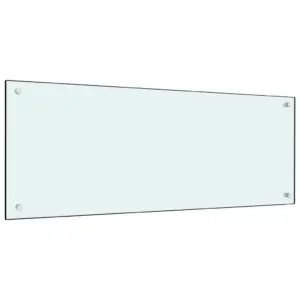 Valge karastatud klaasist köögi pritsmekaitse, 100 x 40 cm