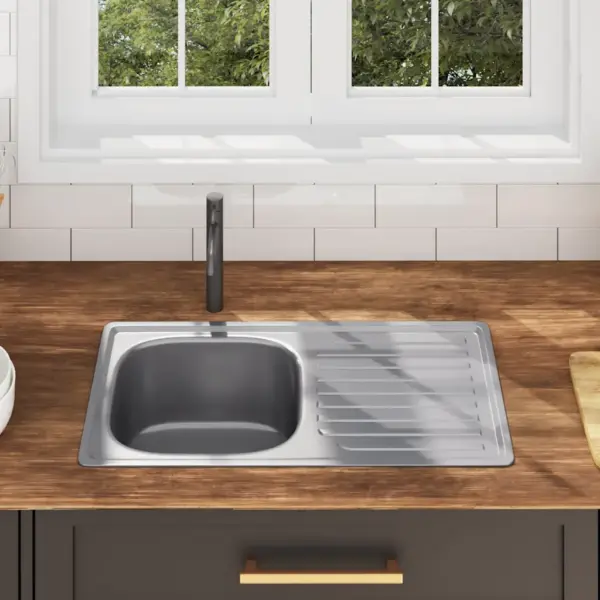 Roostevabast terasest köögivalamu kuivatusalusega, sõela ja haisulukuga, 75 x 40 x 18 cm – 3