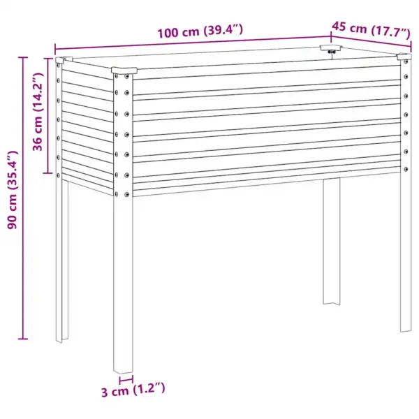 Kõrge aia lillekast ilmastikukindlast terasest, pruun, 100 x 45 x 90 cm – 10
