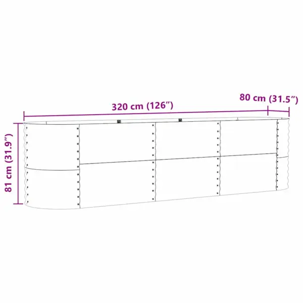 Kõrge aiapeenar pruunist terasest, 320 x 80 x 81 cm – 11