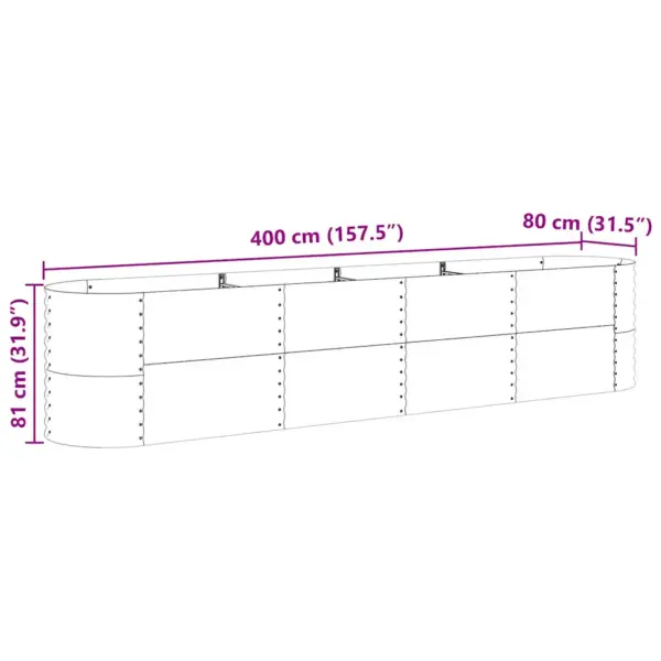 Kõrge aiapeenar pruunist terasest, 400 x 80 x 81 cm – 11