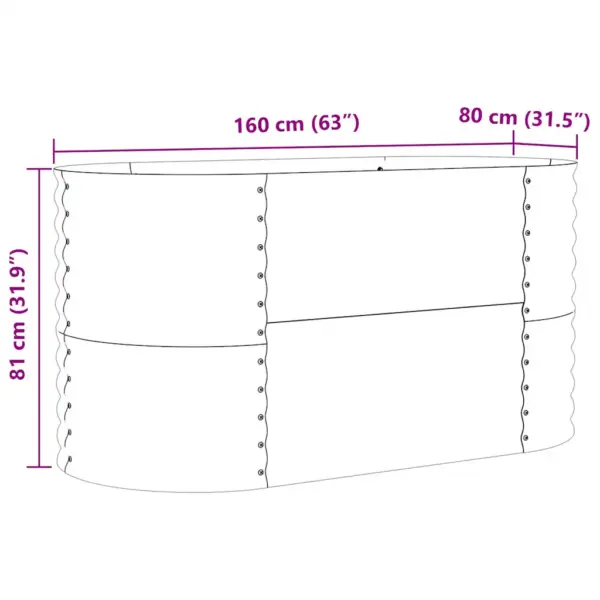Kõrge aiapeenar terasest, roheline, 160 x 80 x 81 cm – 10