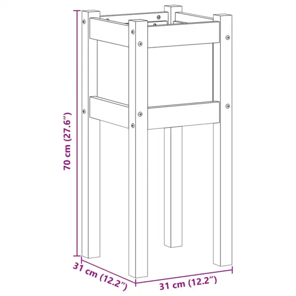 Kõrge männipuidust aiapott, naturaalne, 31 x 31 x 70 cm – 7