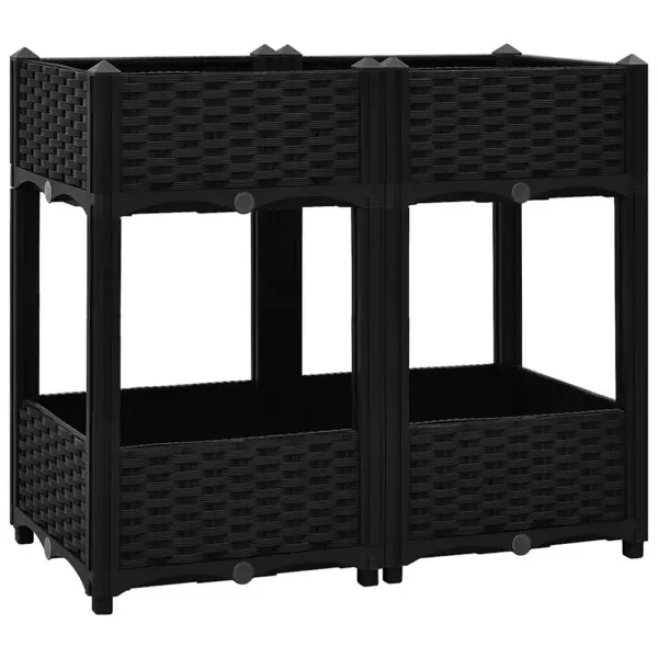 Kõrge taimekast 2 riiuliga, must polüpropüleen, 80 x 40 x 71 cm – 2