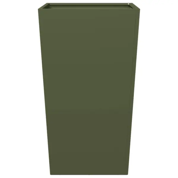 Kõrge oliiviroheline terasest taimekast põhjaga, 45 x 45 x 75 cm – 5