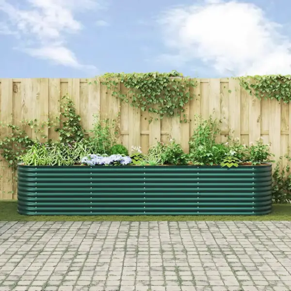 Kõrge aiapeenar, roheline teras, 400 x 80 x 81 cm – 4