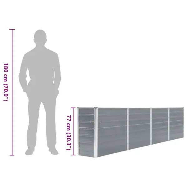 Kõrge peenrakast tsingitud terasest, hall, 320 x 40 x 77 cm – 8